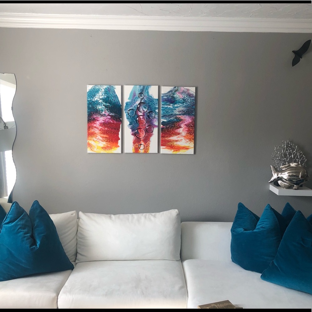 Wall art canvas 3D colorful raindrops